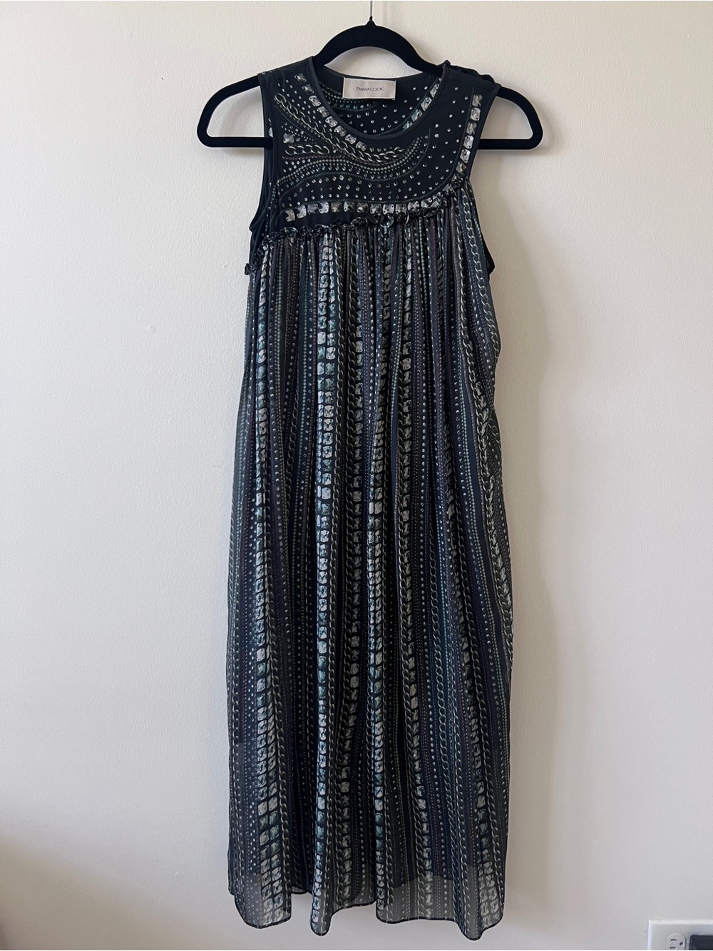 Emma Cook Black & Silver Embellished Sleeveless Midi Dress